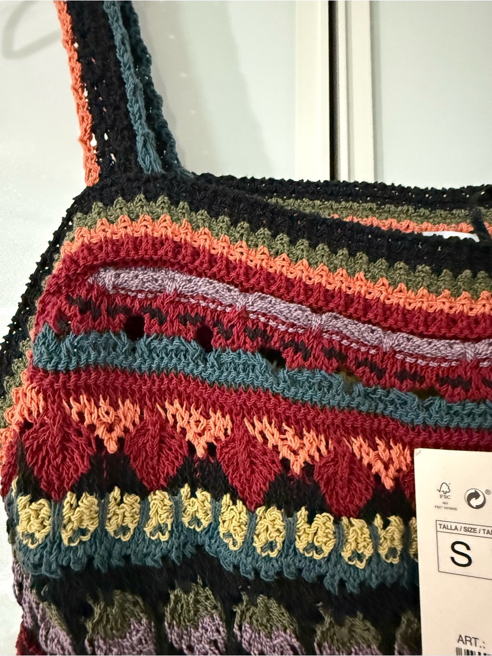 Zara Multicolor Crochet Striped Tank Top - Picture 3 of 8